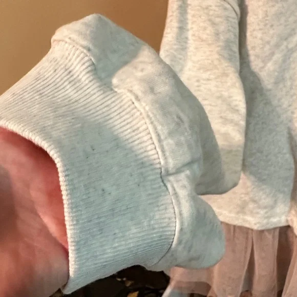 Hem & Thread Light Gray Sweatshirt with Pink Tulle - Picture 5 of 8